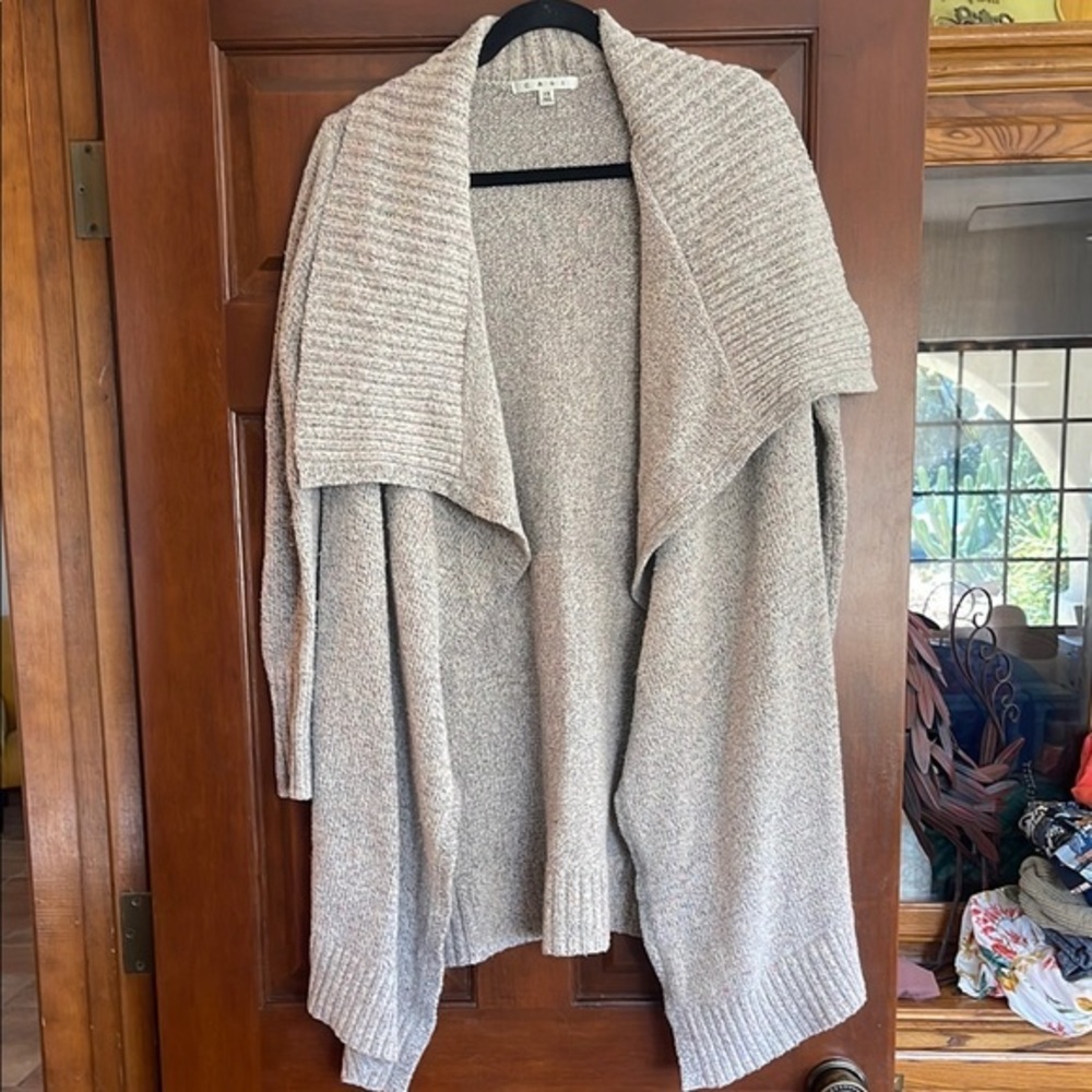 Cabi shawl collar heathered multicolor open front asymmetrical cardigan XS